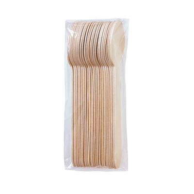 Disposable Degradable 16cm Wooden Spoon Primary Color Party Camping Easy To Carry