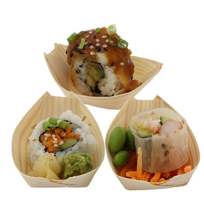 5inch Pine Wood Disposable Serving Cone Sushi Boat Serving Tray