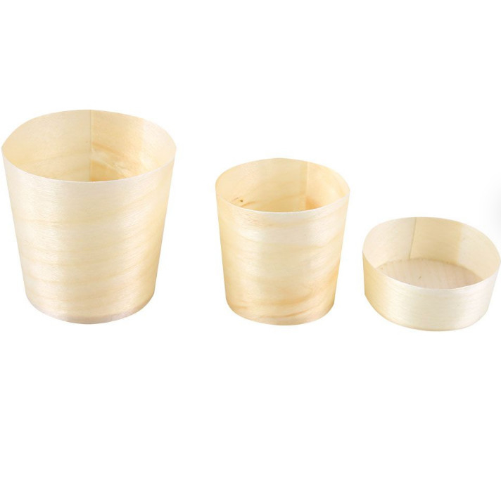 3CM Wooden Disposable Dessert Cups Outdoor Biodegradable Coffee Mug