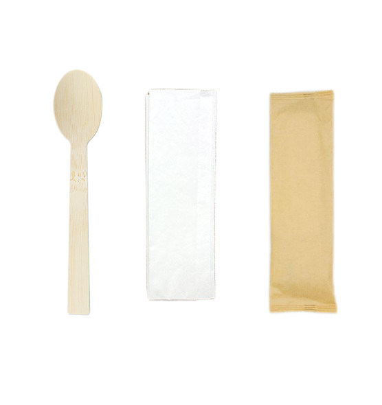 7'' Disposable Wrapped Cutlery Kit Biodegradable Spoon And Napkin Party Supplies